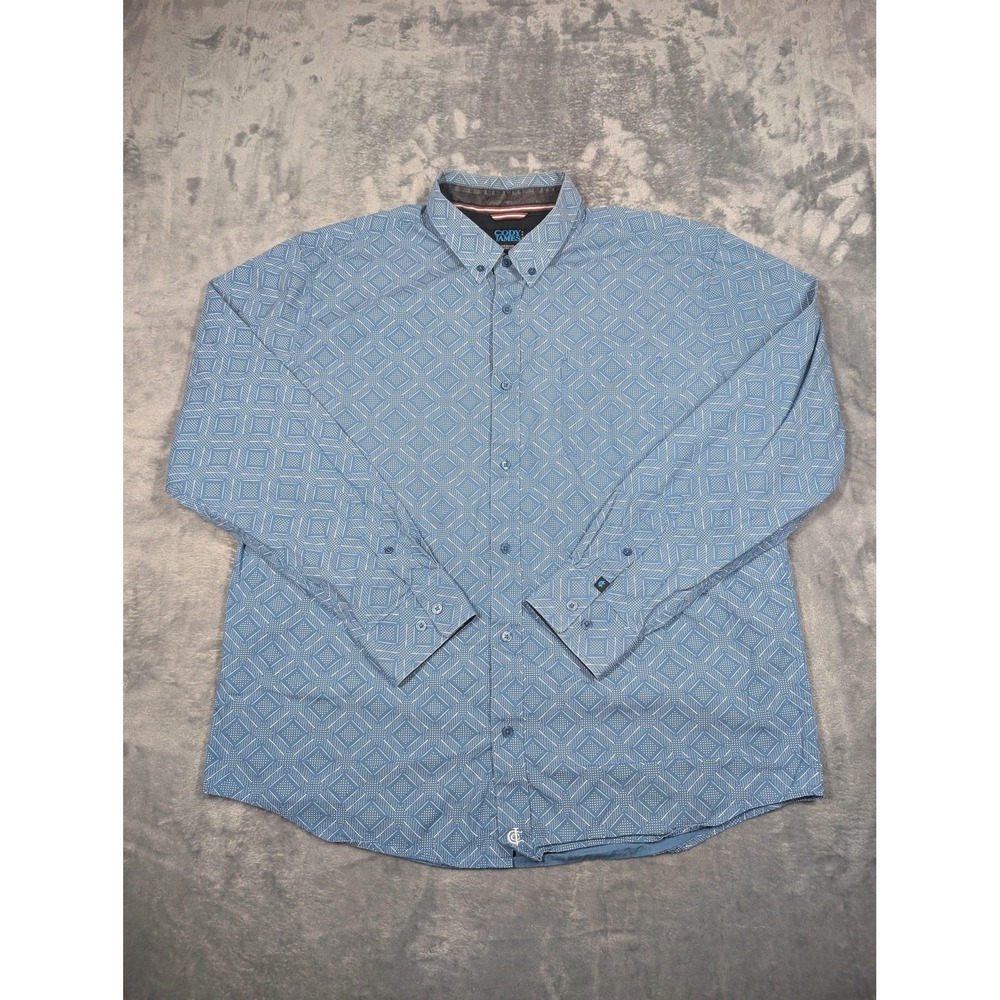 Cody James Shirt Mens Medium Blue Geometric Long Sleeve Button Down Casual